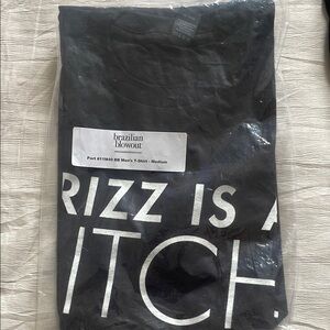 Brazilian Blowout Black T-Shirt Bold White Text UNISEXMen’s size Medium- 2pc